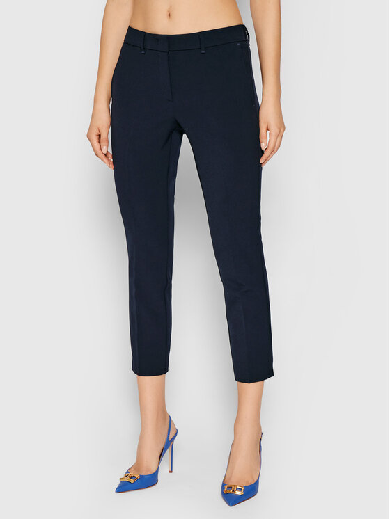 Marella Hlače iz tkanine Violet 31360518 Mornarsko modra Slim Fit