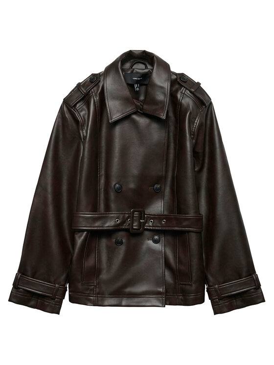 Vero Moda Vero Moda Μπουφάν από απομίμηση δέρματος Gabby 10348783 Σκούρο καφέ Regular Fit