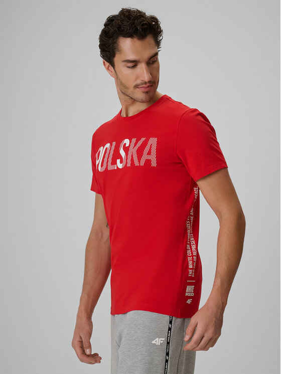 4F 4F T-Shirt STREFA KIBICA Czerwony Regular Fit