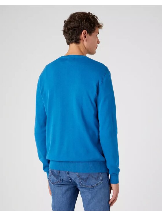 Wrangler Wrangler Sweter CREWNECK KNIT Niebieski Regular Fit