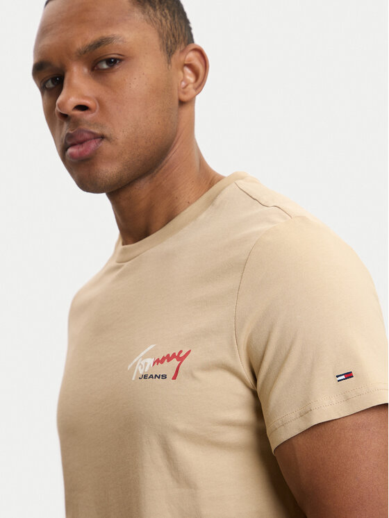 Tommy Jeans Tommy Jeans T-krekls DM0DM22538 Bēšs Slim Fit
