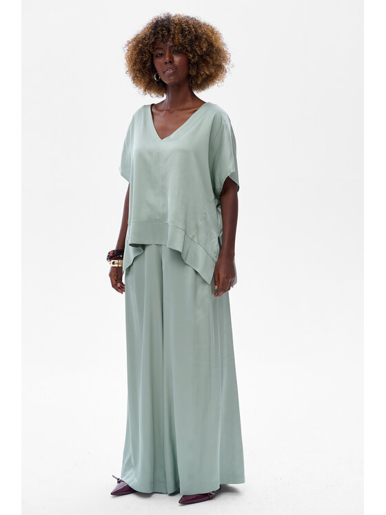 blue shadow blue shadow Spodnie damskie Cygaro Zielony Regular Fit
