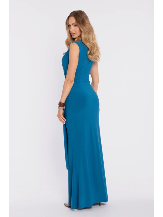 Made of Emotion Made of Emotion Koktejlové šaty M913 Modrá Slim Fit