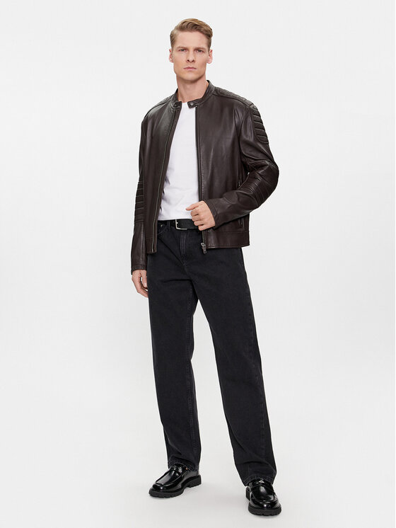 BOSS Boss Кожено яке Jolur 50504104 Кафяв Regular Fit
