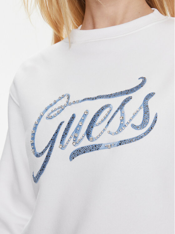 Guess Guess Majica dugih rukava Cn Stones Logo W4RQ14 KB681 Bijela Relaxed Fit