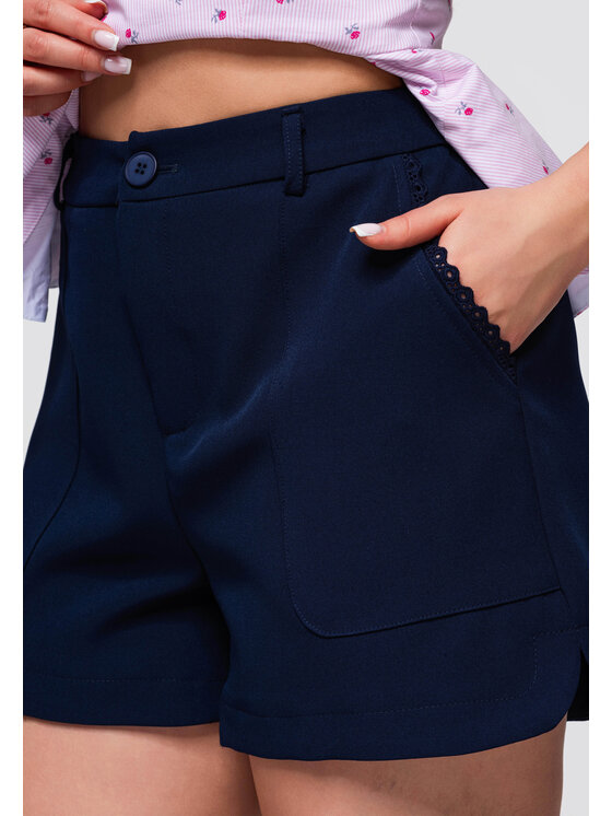 Ombre Ombre Szorty materiałowe OW-ST-E0009 Granatowy Relaxed Fit