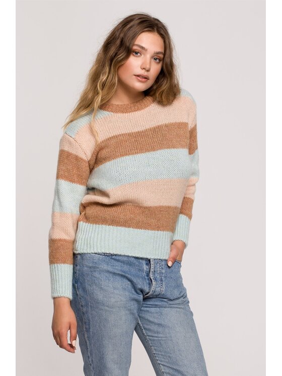 BeWear BeWear Sweter bk071 Żółty Baggy Fit