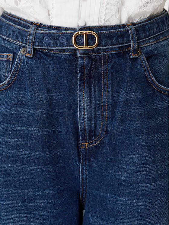TWINSET TWINSET Jeans hlače 252TP2540 Mornarsko modra Wide Leg