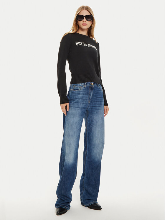 Guess Jeans Guess Jeans Pulover W4BR10 Z3HM1 Negru Regular Fit