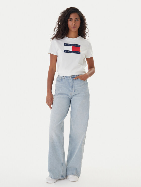Tommy Jeans Tommy Jeans Тишърт Flag DW0DW22562 Екрю Regular Fit