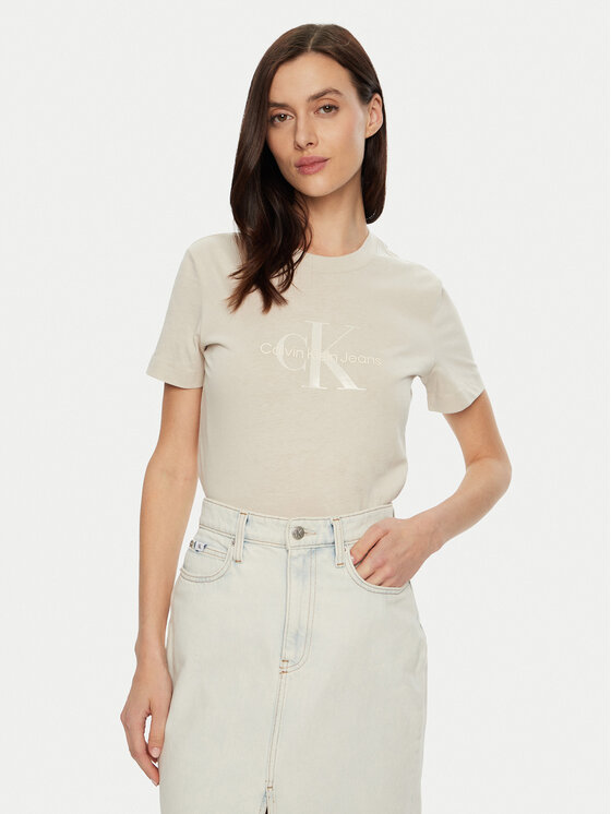 Calvin Klein Jeans Majica J20J224983 Bež Regular Fit