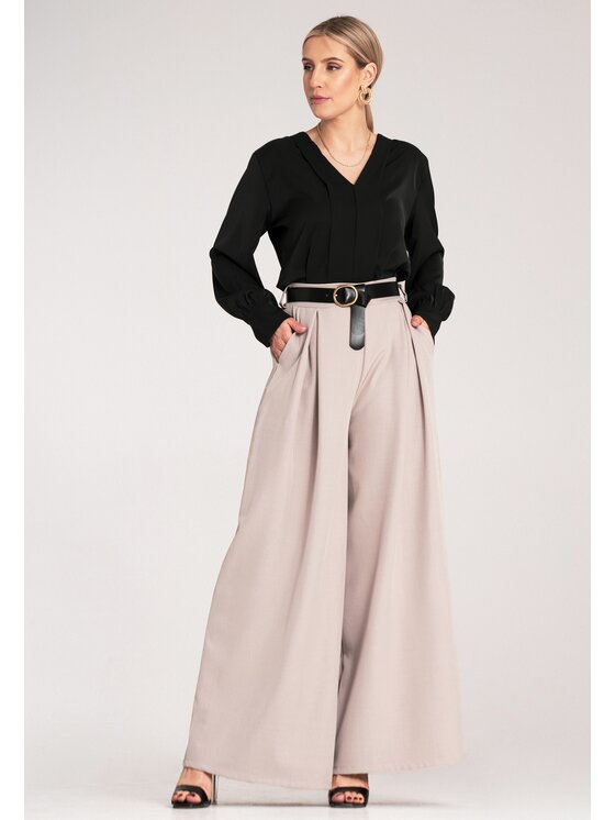 FIGL FIGL Pantaloni di tessuto M1134 Beige Palazzo Fit