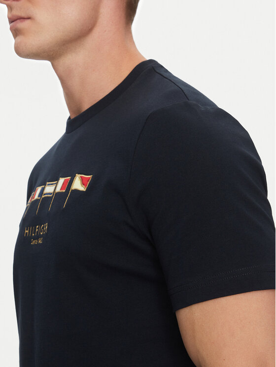 Tommy Hilfiger Tommy Hilfiger T-Shirt Multi Flags MW0MW38616 Granatowy Regular Fit