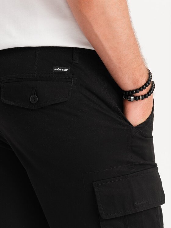 Ombre Ombre Šortky z materiálu OM-SRCG-0133 Černá Cargo Fit