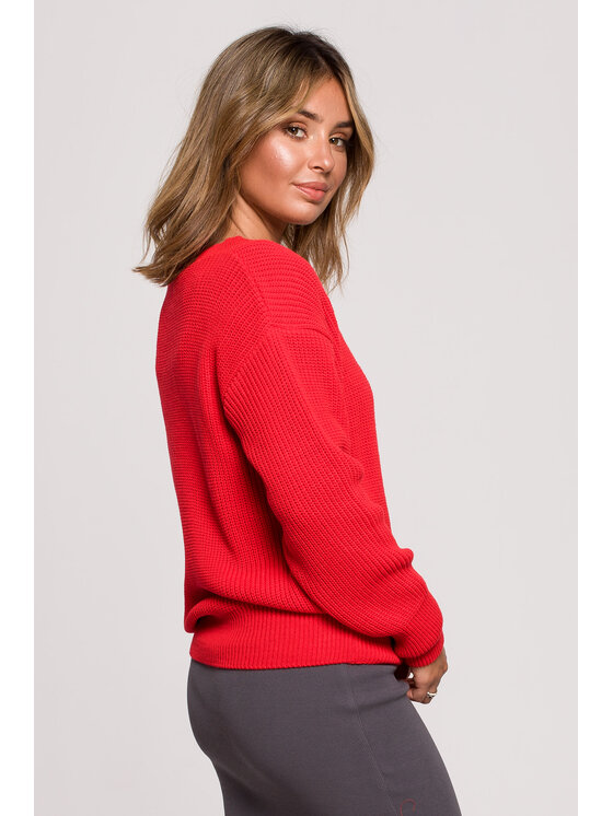 BeWear BeWear Sweter BK075 Czerwony Comfortable Fit