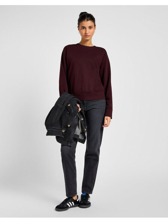 Lee Lee Bluza RAGLAN CREW SWEATSHIRT Bordowy Regular Fit