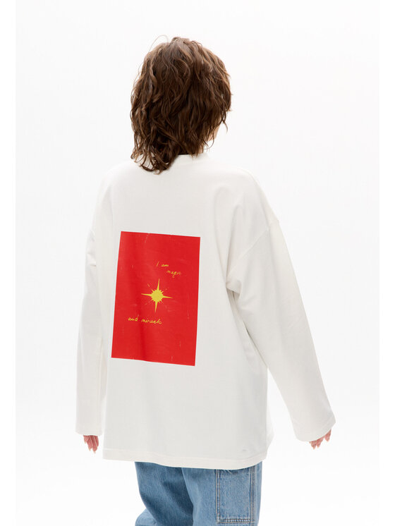 Mirons Mirons Longsleeve Print Biały Oversize