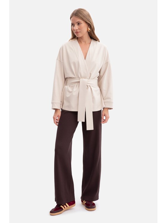 BeWear BeWear Spodnie dzianinowe b300 Brązowy Baggy Fit