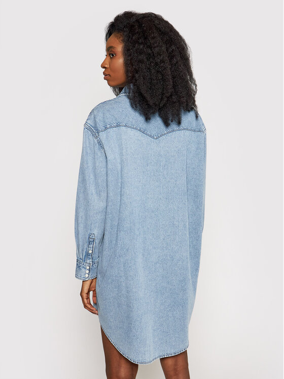 Wrangler Wrangler Džinsinė suknelė Western W9P6LWX4E 112132456 Mėlyna Regular Fit