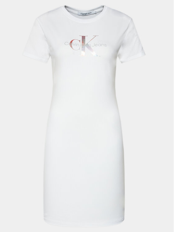 Calvin Klein Jeans Calvin Klein Jeans Vestito da giorno Diffused Monologo J20J223056 Bianco Slim Fit