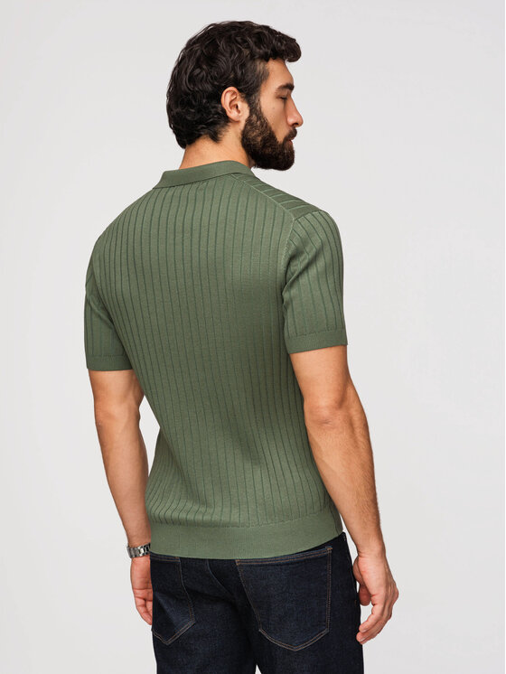 Ombre Ombre Polo OM-POSS-0169 Zielony ciemny Slim Fit