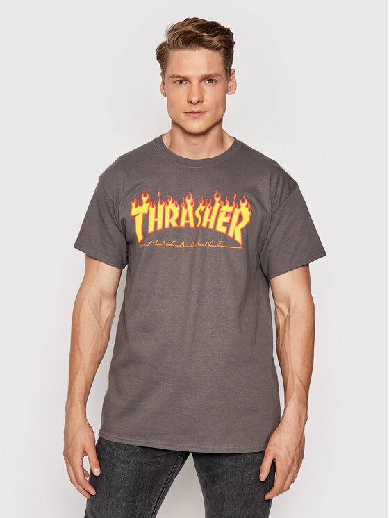 thrasher t-shirt flame gris regular fit