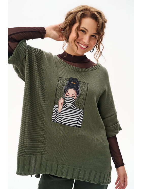 blue shadow blue shadow Sweter Persey Khaki Regular Fit
