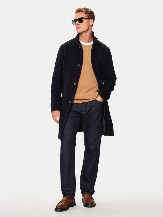 Tommy Hilfiger Tommy Hilfiger Gyapjú kabát MW0MW37956 Sötétkék Regular Fit
