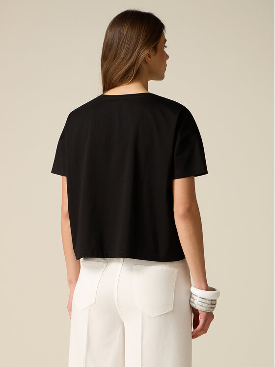 Oltre Oltre T-Shirt G007J004362N033 Czarny Boxy Fit