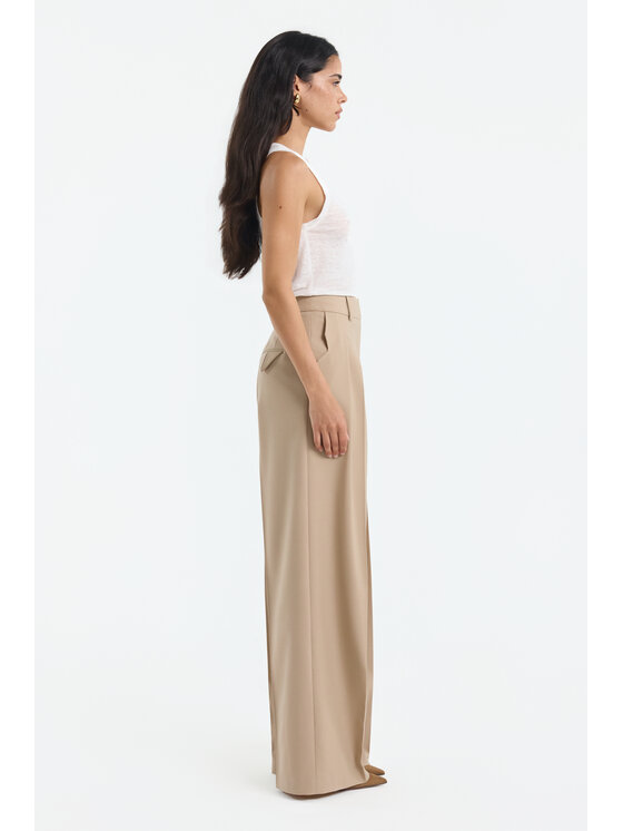 BENU BENU Spodnie garniturowe szerokie Beżowy Modern Relaxed Fit