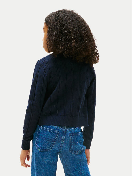 Tommy Hilfiger Tommy Hilfiger Kardigán Pointelle KG0KG08677 Sötétkék Regular Fit
