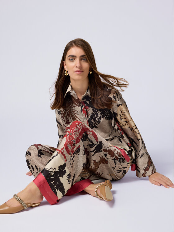 Oltre Oltre Pantaloni di tessuto P276J002364N0R2 Écru Baggy Fit