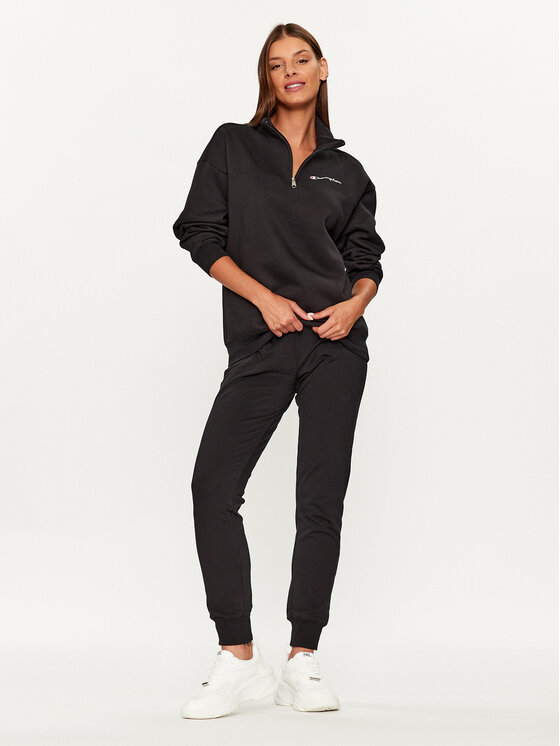 Champion Champion Majica dugih rukava Half Zip Sweatshirt 116590 Crna Oversize