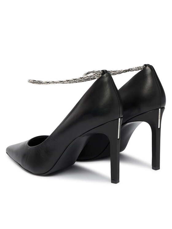 Calvin Klein Calvin Klein Lodičky Ess Stiletto Hdw Chain Lth 90 HW0HW02718 Černá