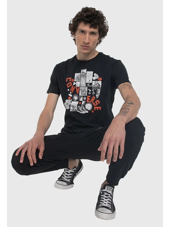 Converse Converse T-Shirt Vintage Collage Czarny Regular Fit