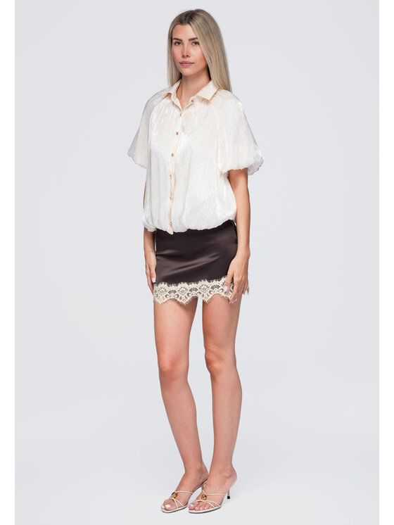 Ombre Ombre Koszula OW-SH-E0068 Beżowy Loose Fit