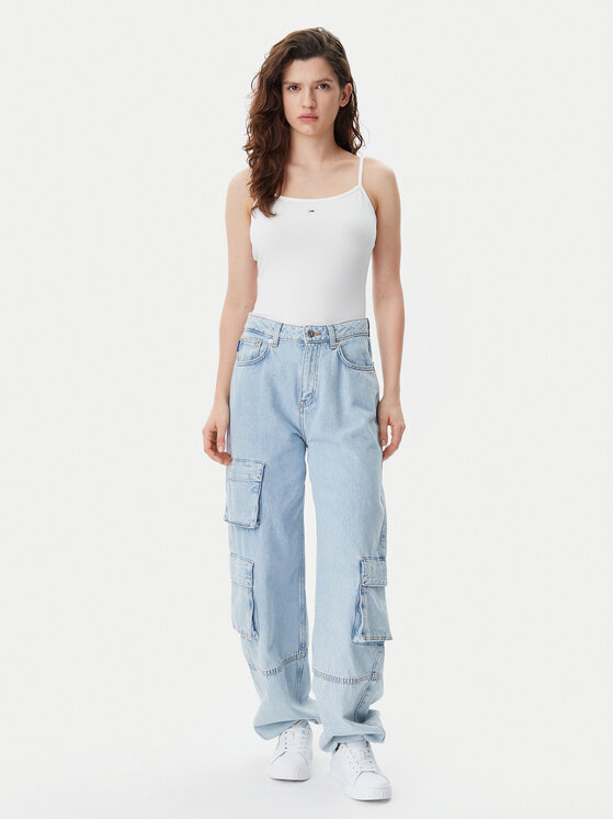 Tommy Jeans Tommy Jeans Τοπ Essential DW0DW20675 Εκρού Slim Fit