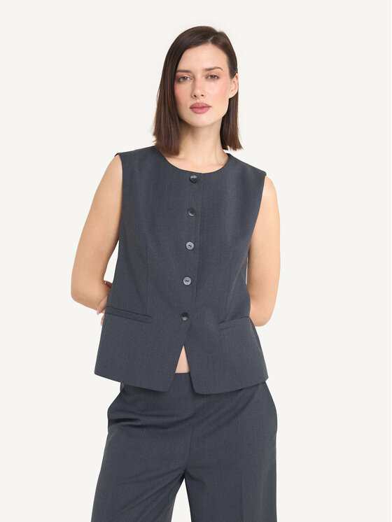 KMX KMX Kamizelka 193010020 Szary Straight Fit