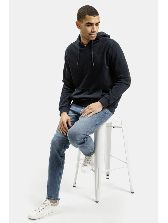 Cross Jeans Cross Jeans Bluza 25501-001 Granatowy Hoodie Fit