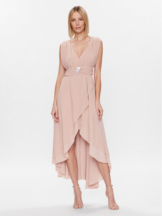 ViCOLO Koktejlové šaty TE0064 Béžová Regular Fit