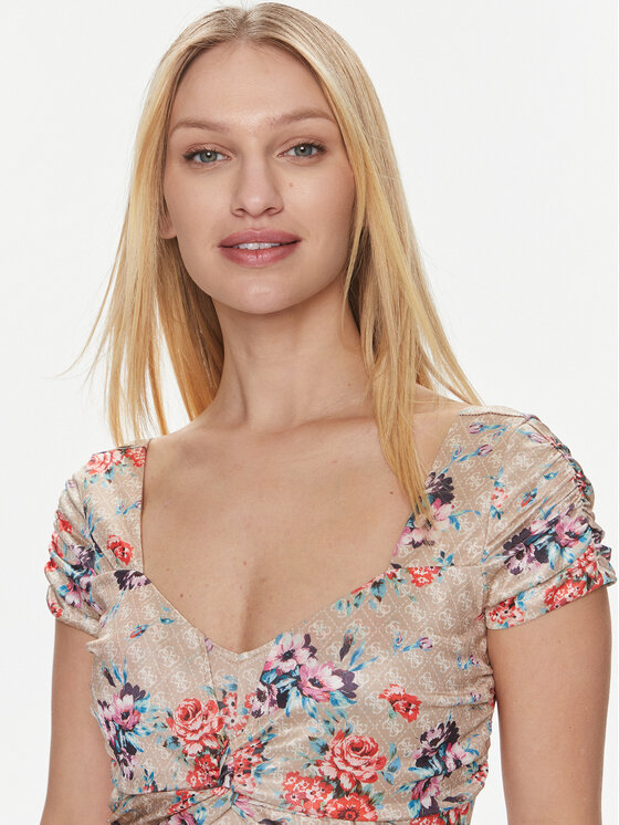 Guess Guess Bodi Ss Heart Nk Clara W4RP37 KBEM0 Šarena Slim Fit