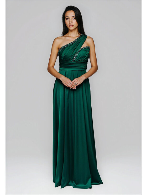 Ombre Ombre Sukienka wieczorowa LA-OM-DLR252 Zielony Regular Fit