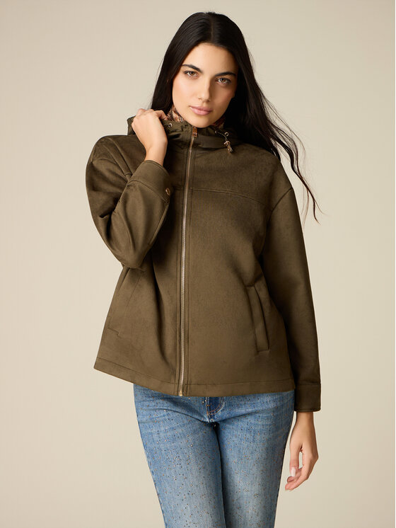 Oltre Oltre Kurtka z imitacji skóry R300J000316N035 Zielony Over Fit