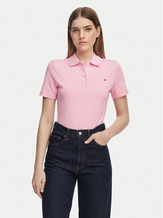 Tommy Hilfiger Tommy Hilfiger Polo 1985 WW0WW43225 Ανοιχτό ροζ Slim Fit