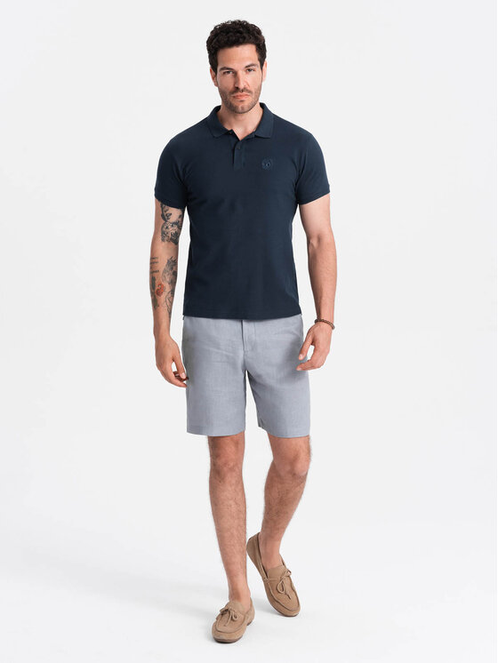Ombre Ombre Polokošile OM-POBS-0100 Modrá Regular Fit