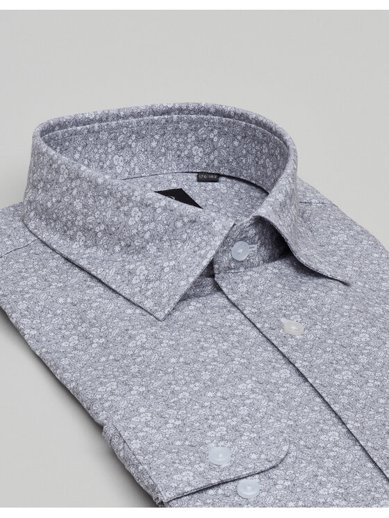 Borgio Borgio Koszula calimera 00659 Szary Slim Fit