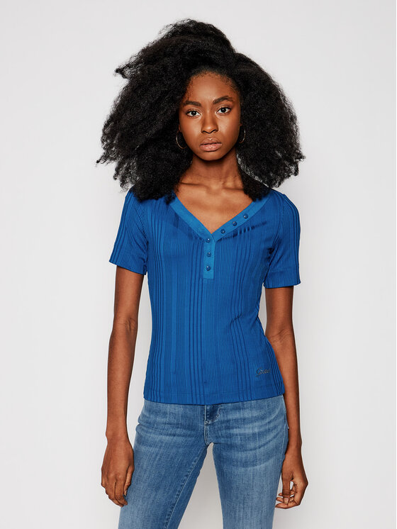 Guess Guess Bluse Leticia W1GP83 KAF42 Blau Slim Fit