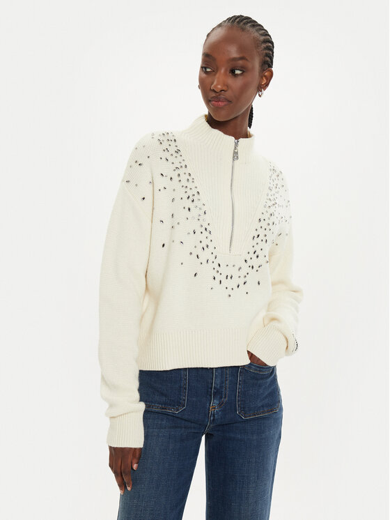 Pinko Maglione Bombay Maglia 104324 A27A Écru Regular Fit, taglia : L