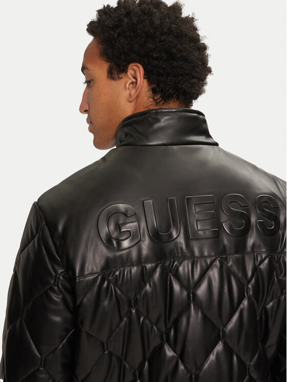 Guess Guess Μπουφάν από απομίμηση δέρματος M4BL28 WGJ60 Μαύρο Regular Fit