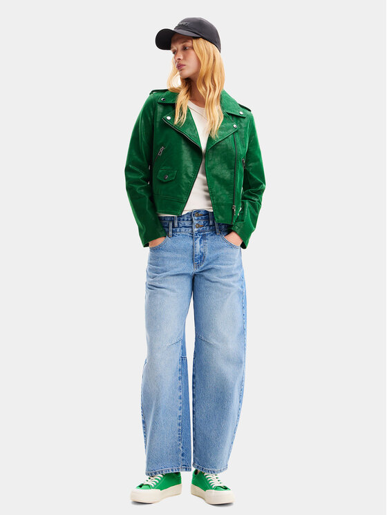 Desigual Desigual Яке от имитация на кожа Harry 24SWEW05 Зелен Regular Fit